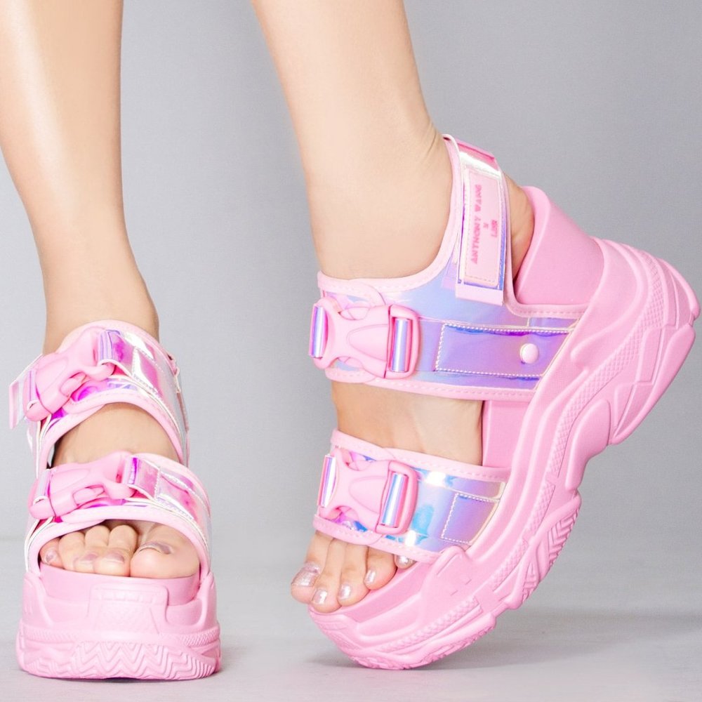Anthony Wang X LASR Exclusive Peach 02 Electric Barbie Platform Sandals